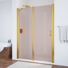 Душевая дверь в нишу Vegas Glass EP-F-1 0155 09 05 L левая, профиль золото, стекло бронза