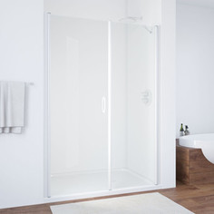 Душевая дверь в нишу Vegas Glass EP-F-2 0165 01 01 L левая, профиль белый, стекло прозрачное