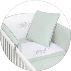 Комплект в кроватку Ceba Baby 5 предмета Caro mint вышивка W-809-079-157