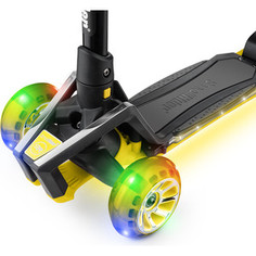 Самокат 3 - х колесный Small Rider Самокат с ревом мотора, свет. колесами, свет. платформой Premium Pro (желтый)