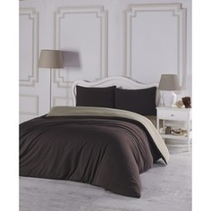 Комплект постельного белья Karna Евро, трикотаж, двухстороннее Sofa коричневый-бежевый (2988/CHAR006)