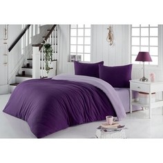 Комплект постельного белья Karna Евро, трикотаж, двухстороннее Sofa фиолетовый-светло-лаванда (2988/CHAR014)