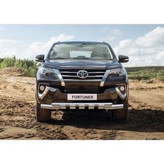 Защита переднего бампера d76+d57 с профильной защитой картера Rival для Toyota Fortuner (2017-н.в.), R.5720.003