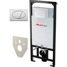 Инсталляция для унитаза AlcaPlast A101/1200 с белой клавишей M070 с шумоизоляцией M91 (A101/1200-4:1 SET M70)