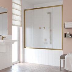 Душевая шторка на ванну Vegas Glass Z2V 170 05 10 профиль бронза стекло сатин