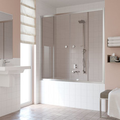 Душевая шторка на ванну Vegas Glass Z2V 160 08 05 профиль глянцевый хром стекло бронза