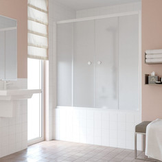 Душевая шторка на ванну Vegas Glass Z2V 160 01 10 профиль белый стекло сатин