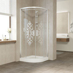 Душевой уголок Vegas Glass ZS-F 0100 01 01 профиль белый, стекло прозрачное с узором Felicita1