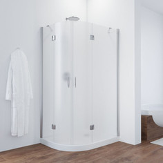 Душевой уголок Vegas Glass AFS-F 120*110 08 10 R правый, профиль глянцевый хром, стекло сатин