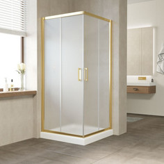 Душевой уголок Vegas Glass ZA 0110 09 10 профиль золото, стекло сатин