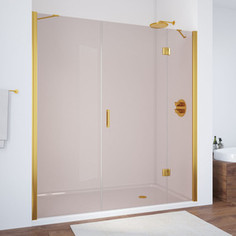 Душевая дверь в нишу Vegas Glass AFP-F 220 09 05 R правая, профиль золото, стекло бронза