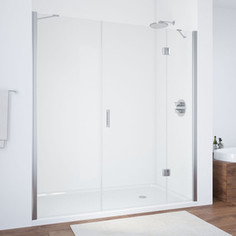 Душевая дверь в нишу Vegas Glass AFP-F 140 08 01 R правая, профиль глянцевый хром, стекло прозрачное