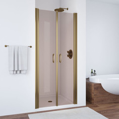 Душевая дверь в нишу Vegas Glass E2P 075 05 02 профиль бронза, стекло шиншилла