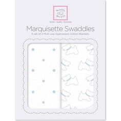 Набор пеленок SwaddleDesigns Marquisette 2-Pack Pstl Blue Little Doggie & Dottie Star