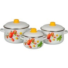 Набор кастрюль 3 предмета СтальЭмаль Маргаритки (1с408)
