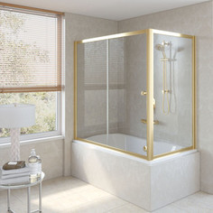 Душевая шторка на ванну Vegas Glass ZV+ZVF 170*85 09 01 профиль золото стекло прозрачное