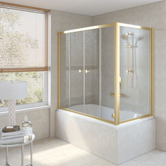 Душевая шторка на ванну Vegas Glass Z2V+ZVF 180*75 09 01 профиль золото стекло прозрачное