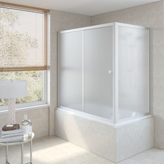 Душевая шторка на ванну Vegas Glass ZV+ZVF 150*80 07 10 профиль матовый хром стекло сатин