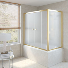 Душевая шторка на ванну Vegas Glass Z2V+ZVF 150*85 09 10 профиль золото стекло сатин