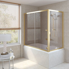 Душевая шторка на ванну Vegas Glass ZV+ZVF 170*70 09 05 профиль золото стекло бронза