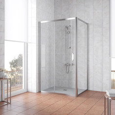 Душевой уголок Vegas Glass ZP+ZPV 150*80 08 01 профиль глянцевый хром, стекло прозрачное