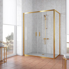 Душевой уголок Vegas Glass Z2P+ZPV 160*100 09 01 профиль золото, стекло прозрачное