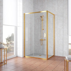 Душевой уголок Vegas Glass ZP+ZPV 130*70 09 01 профиль золото, стекло прозрачное