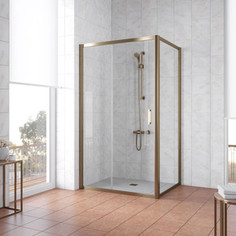 Душевой уголок Vegas Glass ZP+ZPV 130*70 05 01 профиль бронза, стекло прозрачное