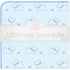 Пеленка фланель для новорожденного SwaddleDesigns Ultimate Gray Doggie Blue