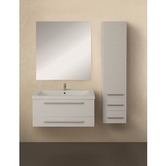 Мебель для ванной 1Marka Соната 58, подвесная тумба с раковиной, зеркальный шкаф, белый глянец