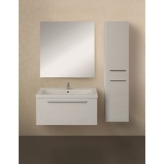 Мебель для ванной 1Marka Соната 58, подвесная тумба с раковиной, ящик, зеркальный шкаф, белый глянец