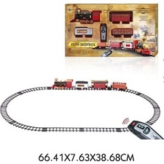 Железная дорога 1Toy Ретро Экспресс, свет,звук, дым, паровоз, 3 вагона, пульт д/у, 16 деталей, длина путей 148х86 см (Т10577)