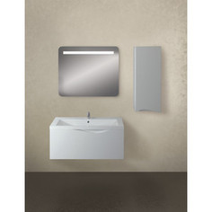 Мебель для ванной 1Marka Этюд 100П, подвесная тумба с раковиной, зеркало с подсветкой, белый глянец