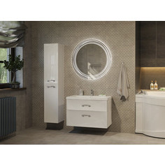 Мебель для ванной 1Marka Marka One Belle 75, тумба с раковиной, зеркало с подсветкой, белая