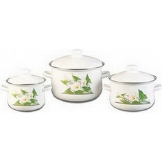 Набор кастрюль 3 предмета СтальЭмаль Каллы (1с408)