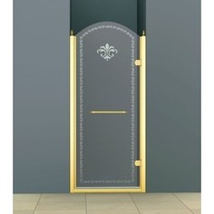 Душевая дверь Cezares RETRO-A-B-1-90-CP-G-R правая, профиль золото, стекло прозрачное с матовым рисунком