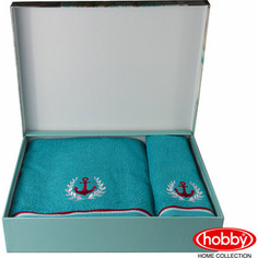 Набор из 2 полотенец Hobby home collection Maritim с вышивкой (50x90/70x140) бирюзовый (1501001401)