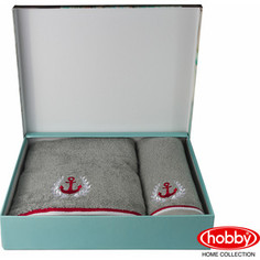 Набор из 2 полотенец Hobby home collection Maritim с вышивкой (50x90/70x140) серый (1501001403)