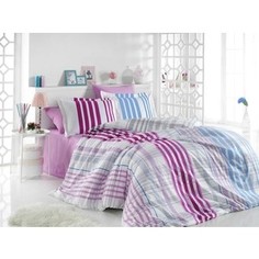 Комплект постельного белья Hobby home collection Евро, поплин, Stripe фуксия (1501001746)