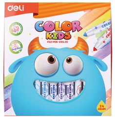 Фломастеры Deli EC10420 Color Kids смываемые 24цв. коробка картонная