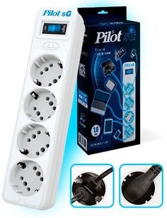 Сетевой фильтр PILOT SG 4x8, 10м, белый