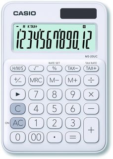 Калькулятор CASIO MS-20UC-WE-S-EC, 12-разрядный, белый