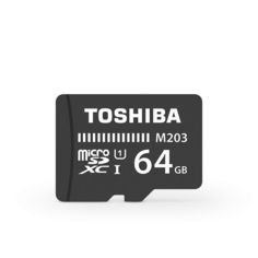 Карта памяти microSDXC UHS-I TOSHIBA M203 64 ГБ, 100 МБ/с, Class 10, THN-M203K0640EA, 1 шт., переходник SD