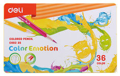 Карандаши цветные Deli EC00235 Color Emotion липа 36цв. мет.кор.