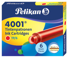 Картридж Pelikan INK 4001 TP/6 (301192) Brilliant Red чернила для ручек перьевых (6шт)