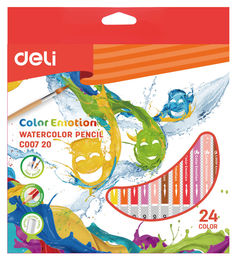 Карандаши цветные акварельные Deli EC00720 Color Emotion липа 24цв. коробка/европод.