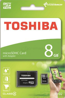 Карта памяти Toshiba microSDHC M102 8Gb class4 + адаптер (черный)