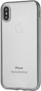 Клип-кейс uBear Silicone для Apple iPhone X с рамкой (серебристый)