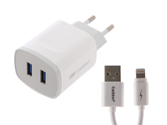 Зарядное устройство Earldom ES-141 2xUSB + Lightning White