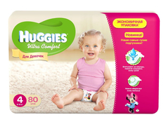 Подгузники Huggies Ultra Comfort 4 8-14кг 80шт для девочек